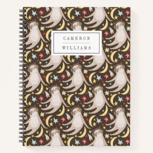 Add Your Name   Sloth Astronaut Pattern Notebook