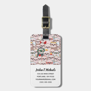 Add Your Name Sloth Comic Pattern Luggage Tag