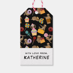 Add Your Name Sloth Sweet Treats Pattern Gift Tags