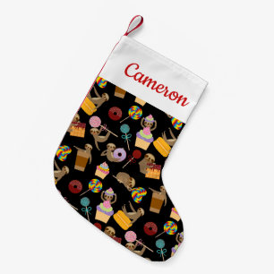 Add Your Name   Sloth Sweet Treats Pattern Small Christmas Stocking