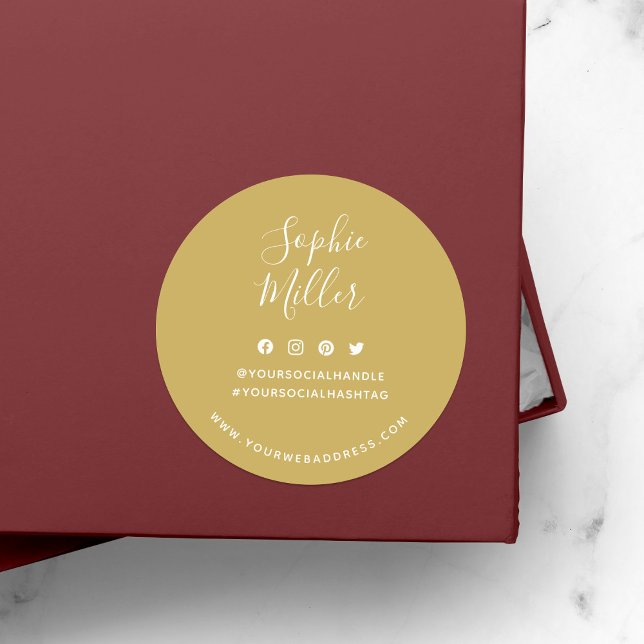 Add Your Name Social Media Custom Colour Branding Classic Round Sticker (Creator Uploaded)