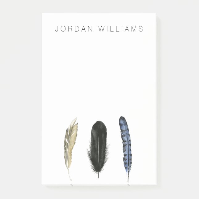 Add Your Name | Soft Feathers I Post-it Notes (Front)