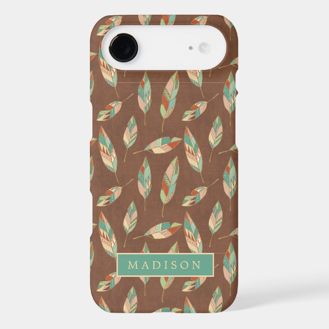 Add Your Name | Southwest Feather Pattern Case-Mate iPhone Case (Back)