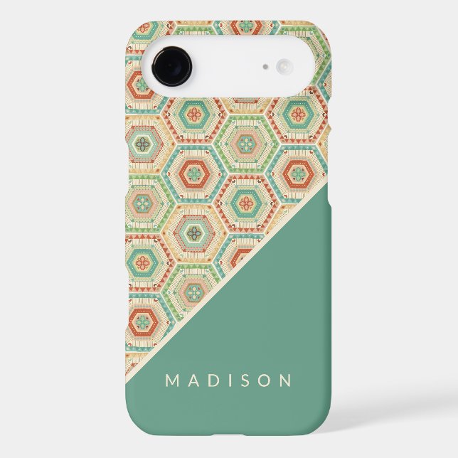 Add Your Name | Southwest Hexagon Pattern Case-Mate iPhone Case (Back)