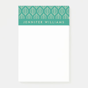 Add Your Name Stylised Green Leaf Pattern Post-it Notes
