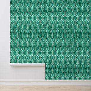 Add Your Name   Stylised Green Leaf Pattern Wallpaper
