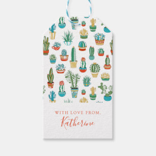Add Your Name Succulents Pattern Gift Tags