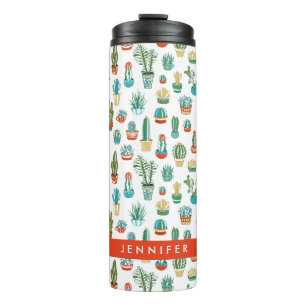 Add Your Name   Succulents Pattern Thermal Tumbler