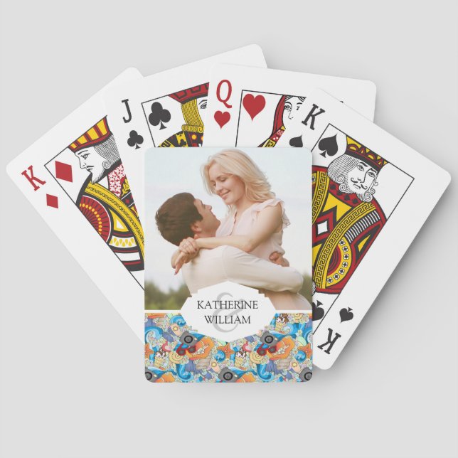 Add Your Name | Summer Fun Pattern Playing Cards (Back)