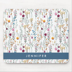 Add Your Name   Summer Wildflower Pattern Mouse Pad
