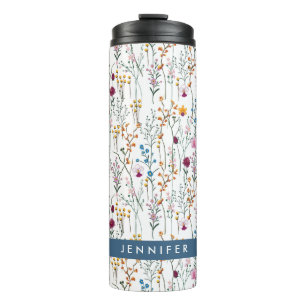 Add Your Name   Summer Wildflower Pattern Thermal Tumbler