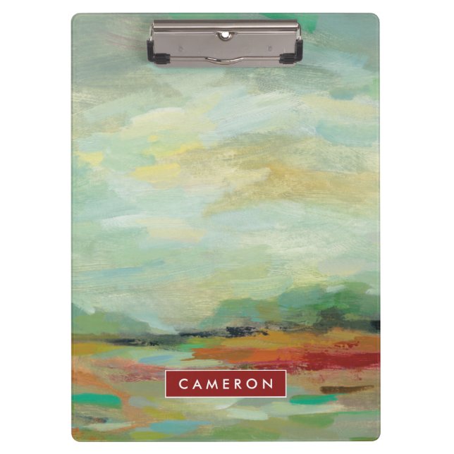Add Your Name | Sunrise Field Abstract Print Clipboard (Front)