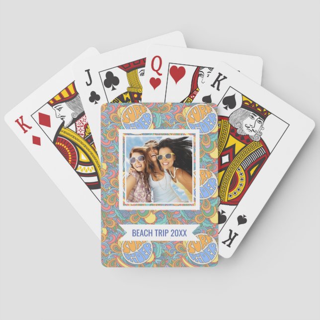 Add Your Name | Surf Rider Pattern Playing Cards (Back)