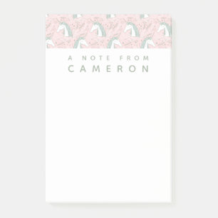 Add Your Name Sweet Floral Unicorn Pattern Post-it Notes