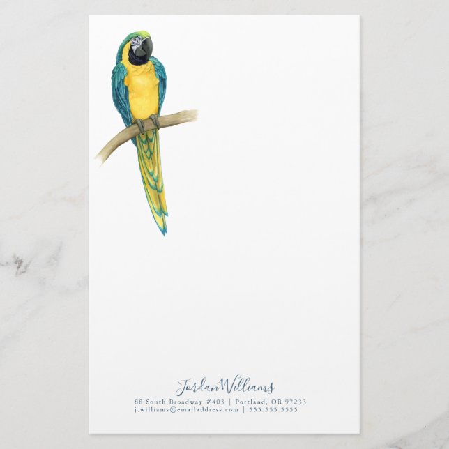 Add Your Name | Teal Macaw Stationery (Front)