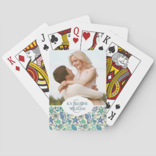 Add Your Name Teal Sea Animals Pattern Playing Cards