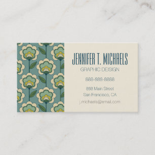 Add Your Name Teal & Yellow Floral Pattern Business Card