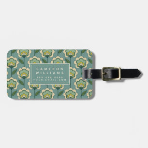 Add Your Name   Teal & Yellow Floral Pattern Luggage Tag