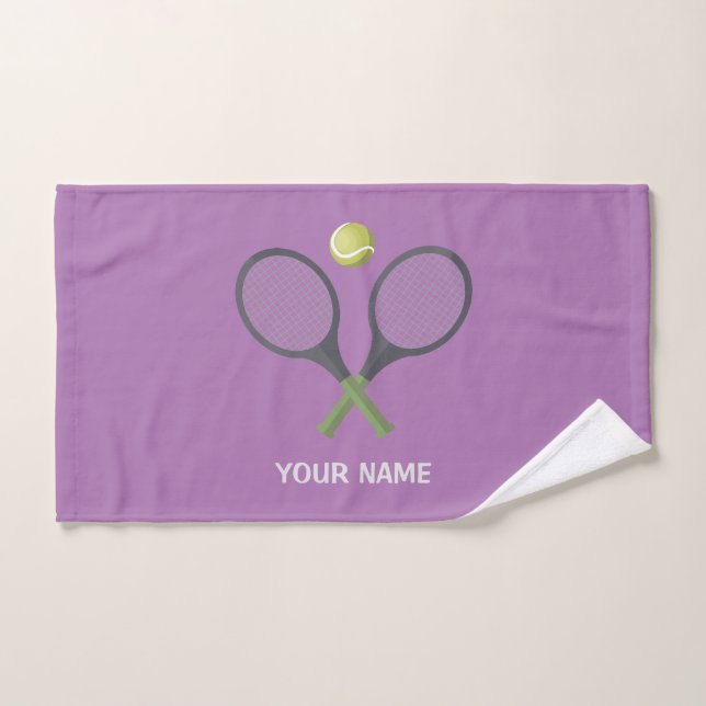 Add Your Name Tennis  Personalised Purple Hand Towel (Hand Towel)