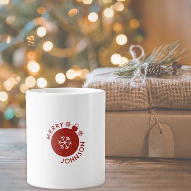 Add Your Name Text Holiday Snowflake Speciality Mu Large Coffee Mug (Holiday Snowflake custom mug)