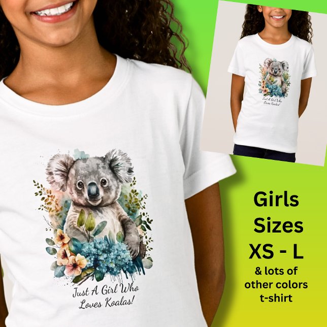 Add Your Name Text , Just a Girl Who Loves Koalas! T-Shirt (Just A Girl Who Loves Koalas! - Also in Ladies & Baby Size, & Mugs!  You can change the text)