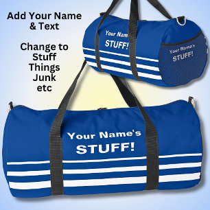 Add Your Name Text Subject Blue Duffle Bag