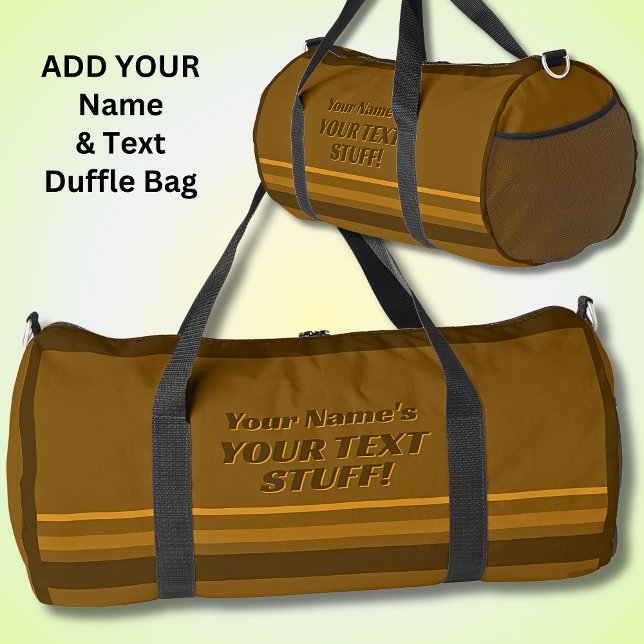 Add Your Name & Text Subject Brown Striped Duffle Bag (Creator Uploaded)