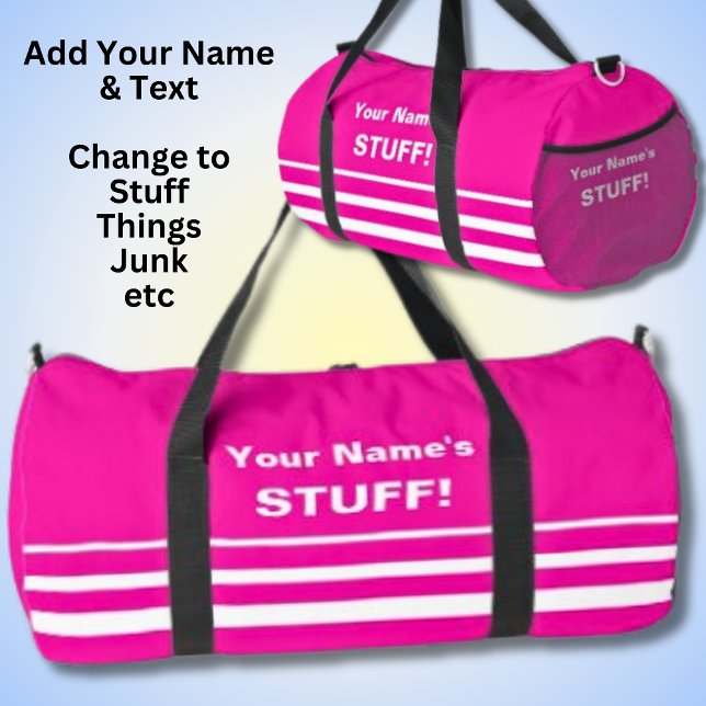 Add Your Name Text Subject Hot Pink Duffle Bag (Creator Uploaded)