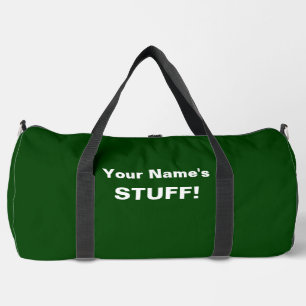 Add Your Name Text Subject (or 2 lines) Dark Green Duffle Bag