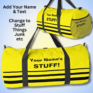 Add Your Name Text Subject Yellow Duffle Bag