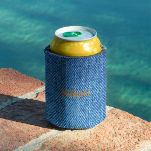 Add Your Name The Look of Blue Denim Can Cooler