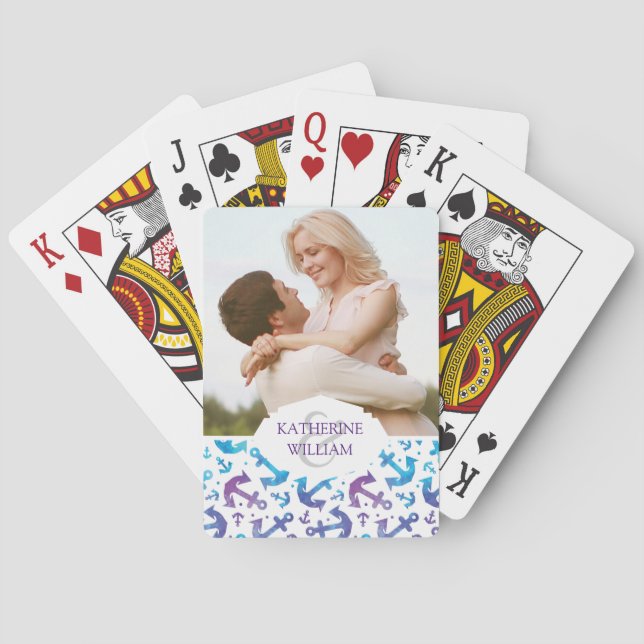 Add Your Name | Tie Dye Anchor Pattern 2 Playing Cards (Back)