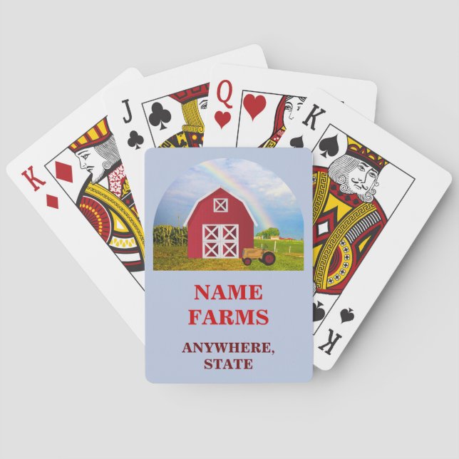 Add Your Name to Red Barn with Blue Sky Playing Cards (Back)