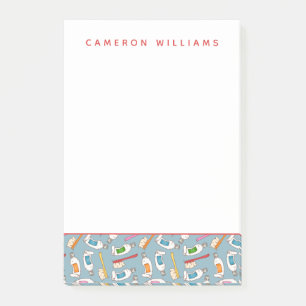 Add Your Name Toothbrush & Toothpaste Pattern Post-it Notes