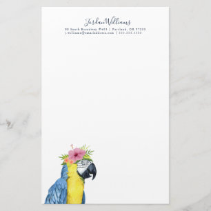 Add Your Name Tropical Halo - Parrot Stationery