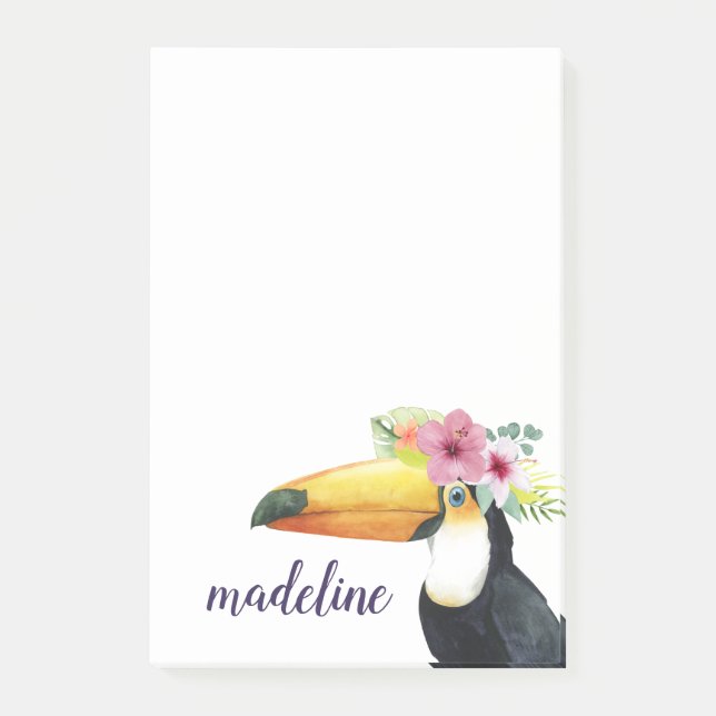 Add Your Name | Tropical Halo - Toucan Post-it Notes (Front)
