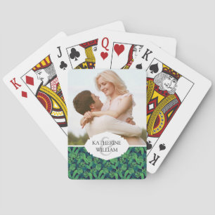 Add Your Name Tropical Leaves Pattern Playing Cards