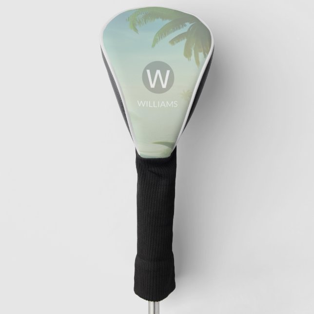 Add Your Name Tropical Monogram  Golf Head Cover (Front)