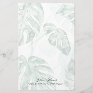 Add Your Name   Tropical Palm Split Leaf Stationery