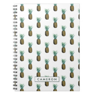 Add Your Name   Tropical Pineapple Watercolor Spiral Notebook