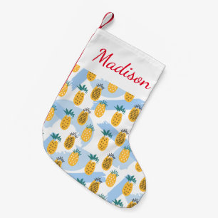 Add Your Name Tropical Pineapples Small Christmas Stocking