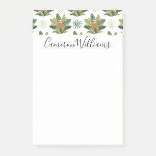 Add Your Name Tropical Sloth Pattern Post-it Notes