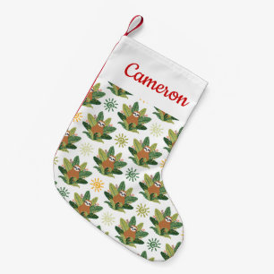 Add Your Name Tropical Sloth Pattern Small Christmas Stocking