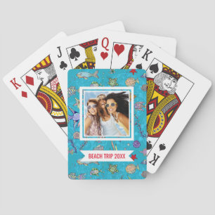 Add Your Name Turquoise Fish Pattern Playing Cards