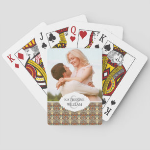 Add Your Name Turtle Floral Pattern Playing Cards