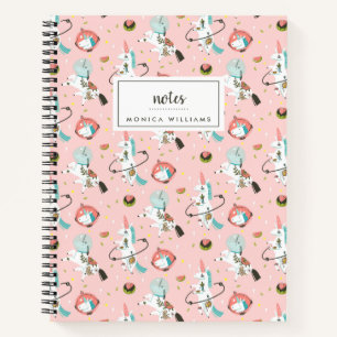 Add Your Name   Unicorns In Space Pattern Notebook