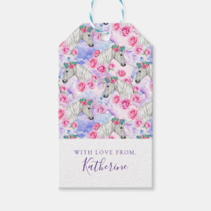 Add Your Name Unicorns & Roses Pattern Gift Tags
