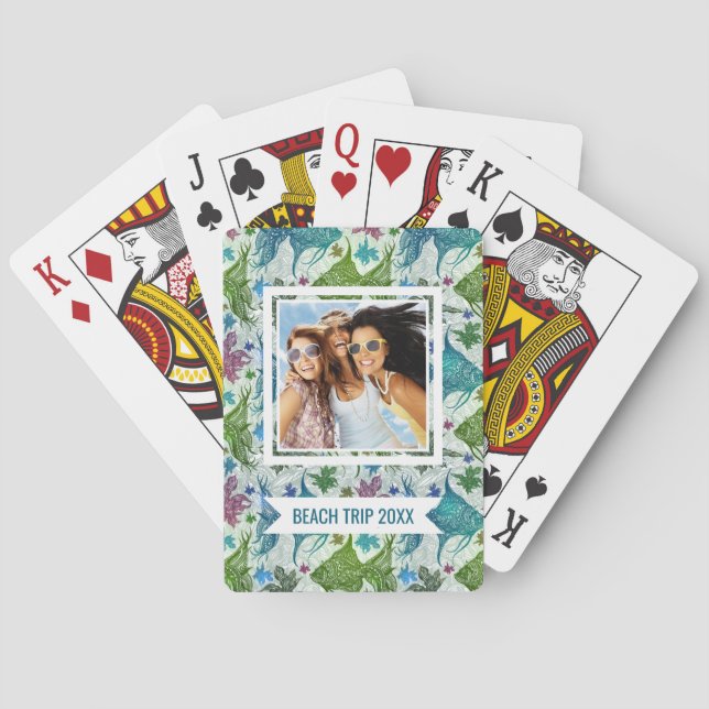 Add Your Name | Vintage Fish Pattern Playing Cards (Back)