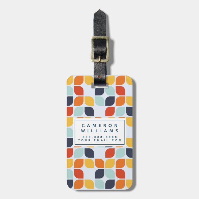 Add Your Name | Vintage Geometric Pattern Luggage Tag (Front Vertical)