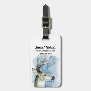 Add Your Name Wandering Stag - Watercolor Luggage Tag